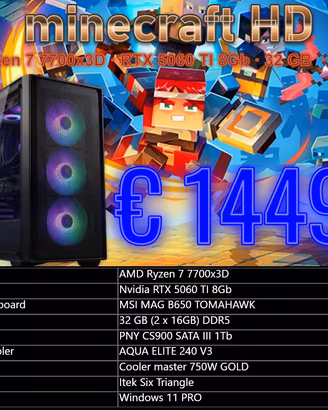 Ryzen 7 7700x3D - RTX 5060 8Gb TI - 32 GB - 1TB