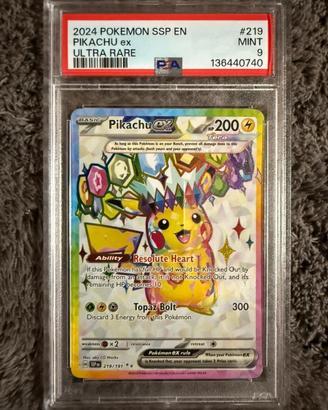 Pokemon  pikachu ex #219 surging sparks psa 9