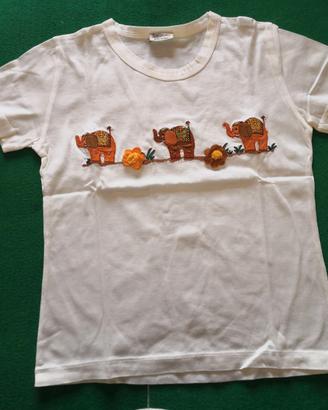 T-shirt bianca bambina Serena 6 anni con ricamo
