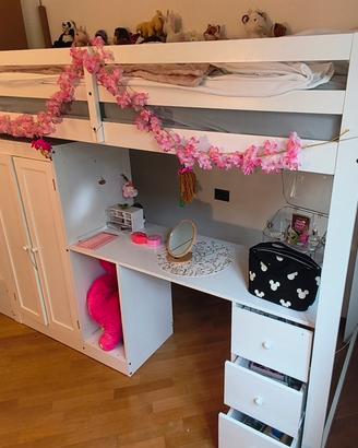 Letto a Soppalco Multifunzione Bianco 