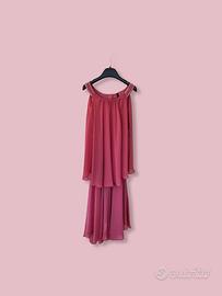 Abito da cerimonia Benetton XS rosa corallo plissé