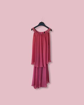 Abito da cerimonia Benetton XS rosa corallo plissé