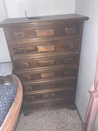Settimino classico 7 cassetti in legno noce scuro