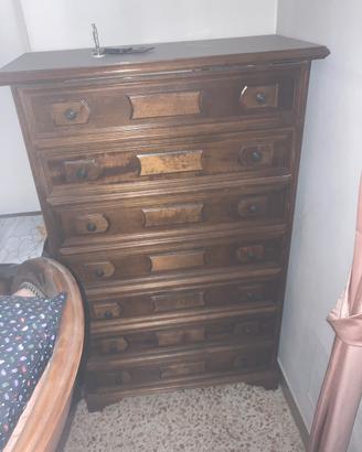 Settimino classico 7 cassetti in legno noce scuro