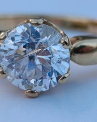anello solitario oro  giallo e zircone 