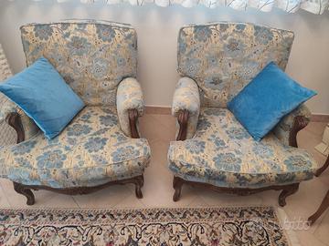 2 Poltrone Luigi XIV RIFODERATE A NUOVO