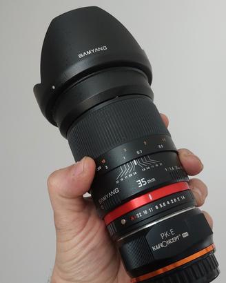 Kit Sony: SAMYANG 35mm f/1.4, adattatore e filtri