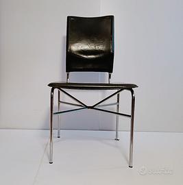 Matteograssi 4 sedie Larius cuoio nero Ross Littel