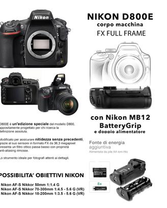 Nikon D800E con BatteryGrip e batteria