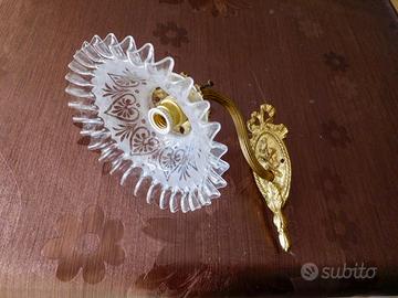 Applique antica in bronzo dorato e vetro Murano