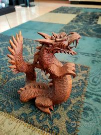 Animali scolpiti in legno Drago e Varano