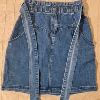 Gonna in jeans blu con cintura elasticizzata