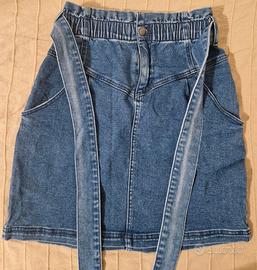 Gonna in jeans blu con cintura elasticizzata