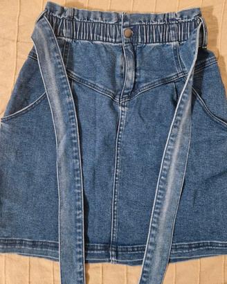 Gonna in jeans blu con cintura elasticizzata