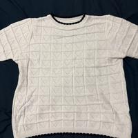 Maglioncino Bianco Maniche Corte Bordo Nero Trafor