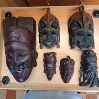 Maschere in legno, Africa, Kenya, Indonesia, Orien