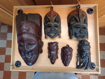 Maschere in legno, Africa, Kenya, Indonesia, Orien