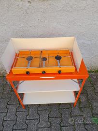 mobiletto da campeggio con fornello 3 fuochi 