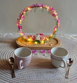 Centrotavola decorativo floreale con lucine led e 
