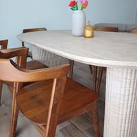 Set tavolo travertino e sedie in legno
