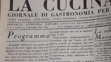 LA CUCINA ITALIANA- ANNO 1 N1°  ANNO 1929