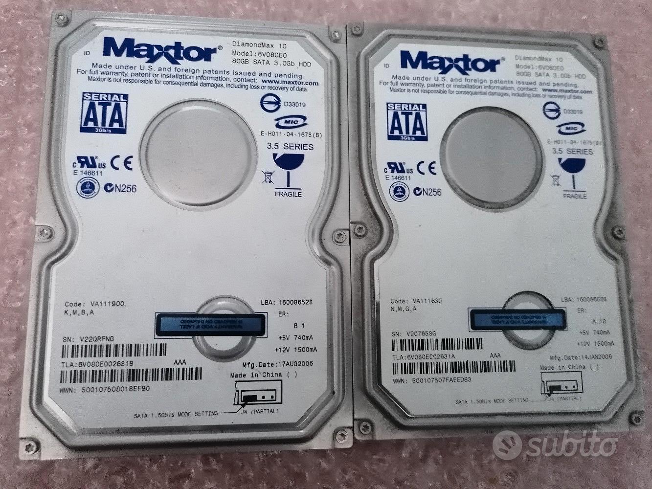 Maxtor - Disque Dur 80Go SATA 3.5 Maxtor DiamondMax 10 6V080E0 7200RPM 8Mo  - Disque Dur interne - Rue du Commerce