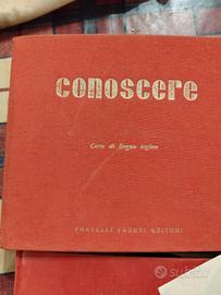 Set 2 porta vinili + dischi 33 giri corso inglese