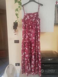 vestito lungo estivo rosso bordeaux fantasia