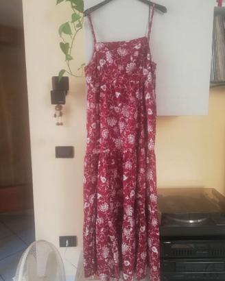 vestito lungo estivo rosso bordeaux fantasia