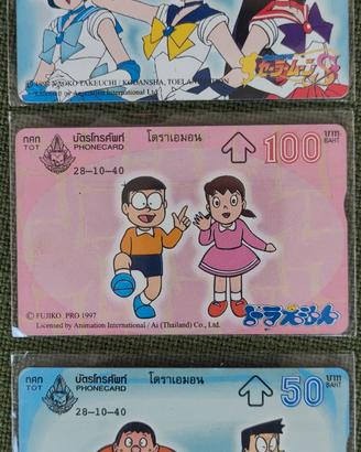Lotto 3 Schede Telefoniche Thailandia TOT Doraemon