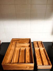 Portaposate in legno di ulivo divisorio cassetto