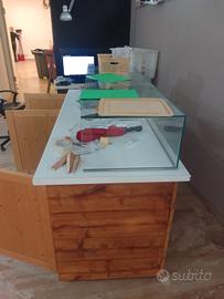 Top tavolo con alzatina in vetro