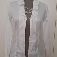 Camicia "and" bianca con scollo a volant