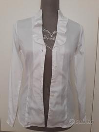 Camicia "and" bianca con scollo a volant