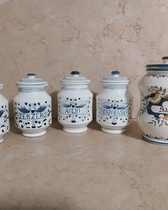 5 barattoli cucina ceramica decorati a mano 