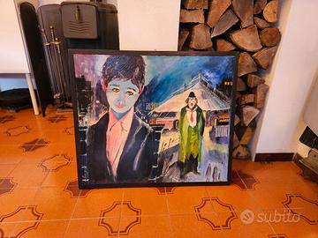 quadro pittore con cornice in legno