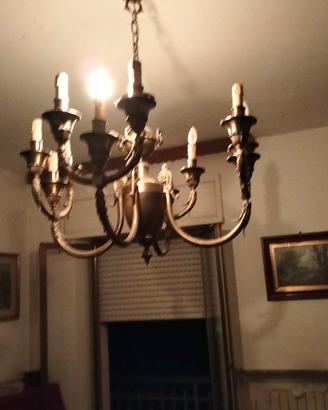 lampadario e lampade a parete in ottone 