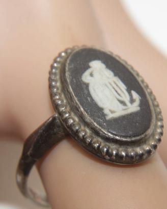 Wedgwood anello argento neoclassico diaspro nero