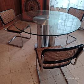 tavolo cristallo con sedie