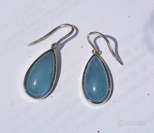 Orecchini Oro 18kt 2 gocce di Agata , chiusura Oro