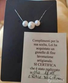 collier in oro bianco 18 kt e perle 