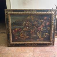 Grande Dipinto Antico Olio su Tela - Natura Morta 