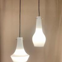 Coppia di lampade vintage vetro bianco opalino