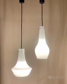 Coppia di lampade vintage vetro bianco opalino