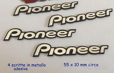 4 scritte adesive Pioneer in metallo  55 x 10 mm
