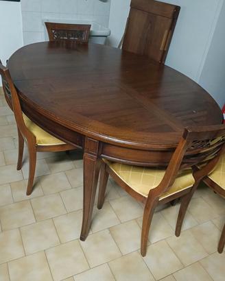 tavolo legno massello grande con 4 sedie 