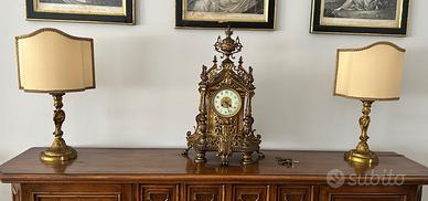 Orologio antico trittico candelabri