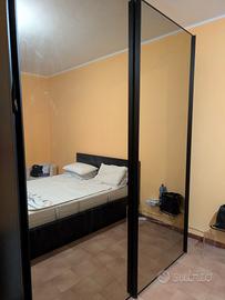 Letto contenitore + Armadio con specchi