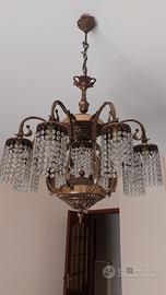 lampadario vintage ottone con gocce 