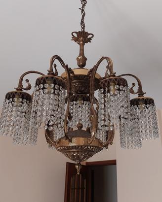 lampadario vintage ottone con gocce 